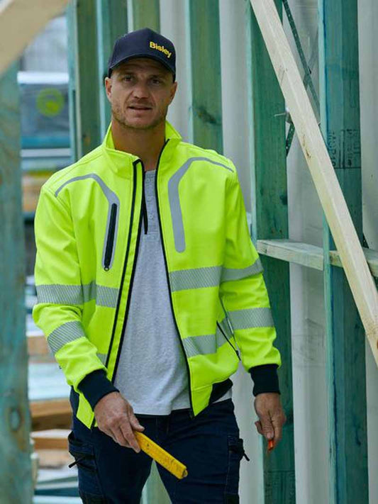 Bisley Mens Taped Hi Vis Soft Shell Bomber Jacket - BJ6979T