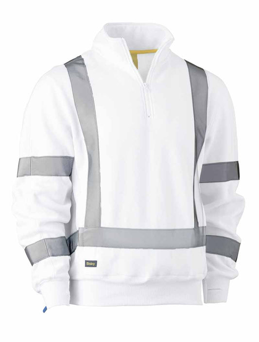 Bisley Mens White X Taped 1/4 Zip Pullover - BK6321XT