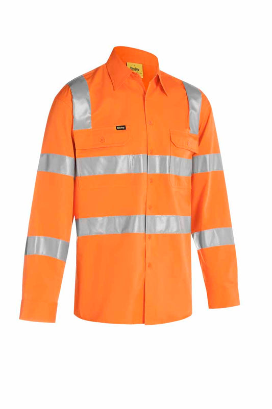 Bisley Mens Taped Biomotion Cool Lightweight Hi Vis Shirt Long Sleeve - BS6016T