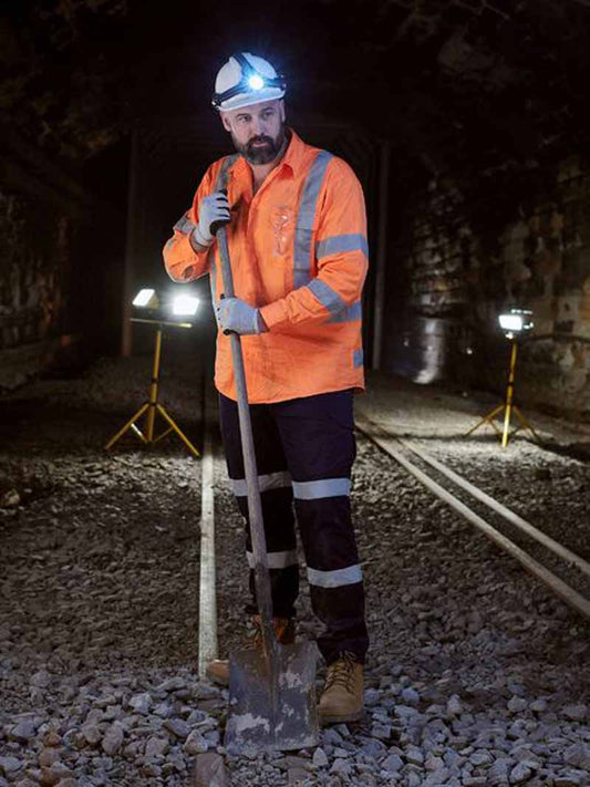 Bisley Mens X Taped Biomotion Hi Vis Cool Lightweight Drill Shirt Long Sleeve - BS6166XT