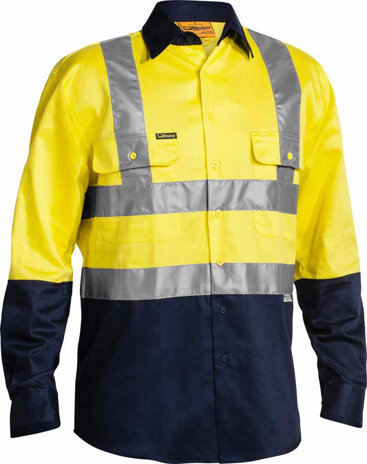 Bisley Mens Taped Hi Vis Drill Shirt Long Sleeve - BS6267T