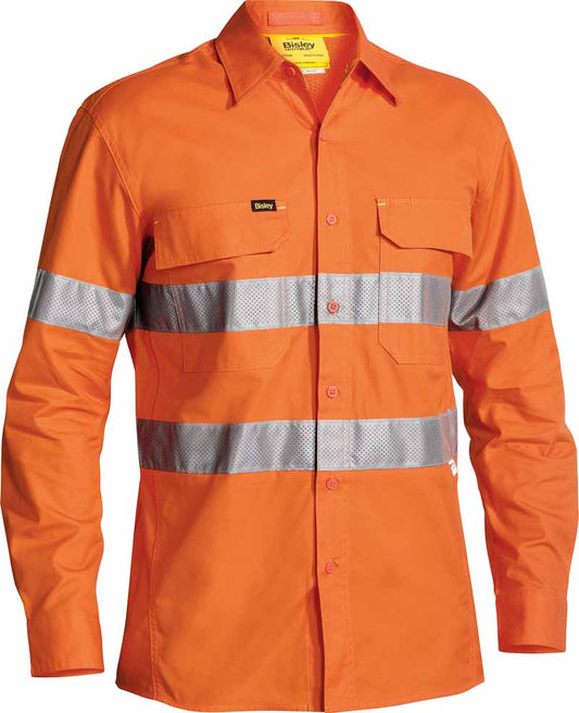 Bisley Mens X Airflow Taped Hi Vis Ripstop Shirt Long Sleeve - BS6416T