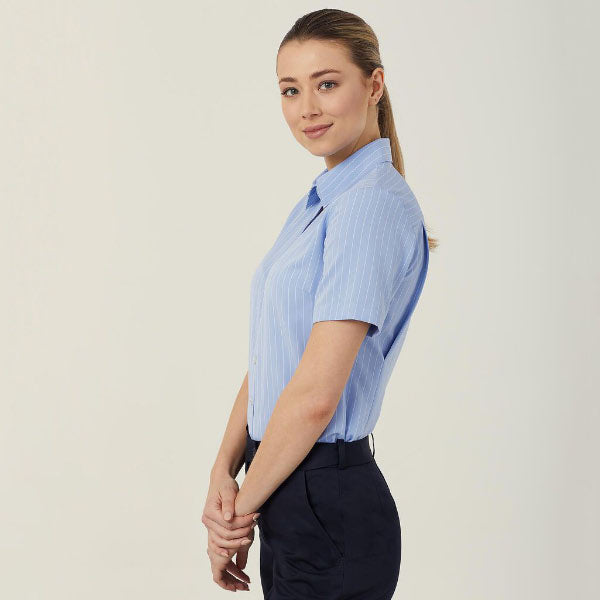 NNT Poly Print Stripe Short Sleeve Action Back Shirt - CAT48E
