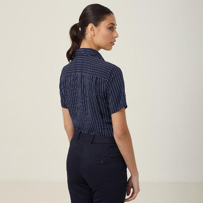NNT Poly Print Stripe Short Sleeve Action Back Shirt - CAT48E