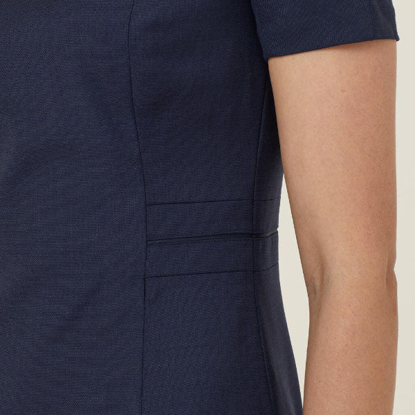 NNT Sharkskin Short Sleeve Detail Dress Blue/Navy - CAT66L