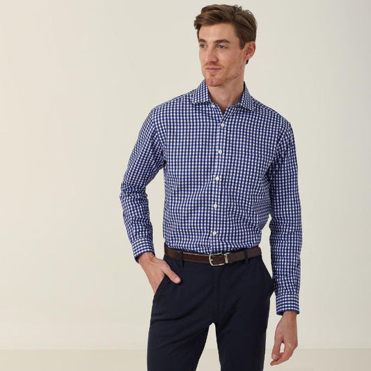 NNT Dobby Cotton Check Long Sleeve Shirt - CATDWX