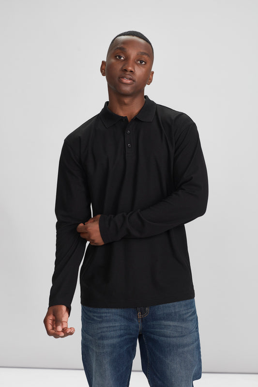 Biz Crew Mens Long Sleeve Polo - P400ML