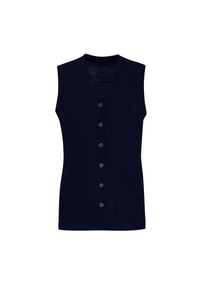 Biz Care Womens Button Front Knit Vest - CK961LV