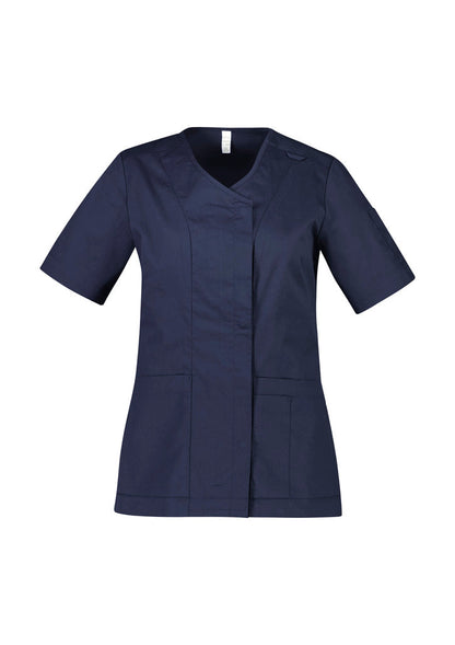 Biz Care Parks Womens Zip Front Crossover Scrub Top - CST240LS