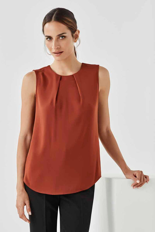 Biz Estelle Womens Sleeveless Pleat Blouse - RB973LN