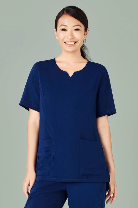 Biz Care Avery Womens Tailored Fit Round Neck Scrub Top - CST942LS