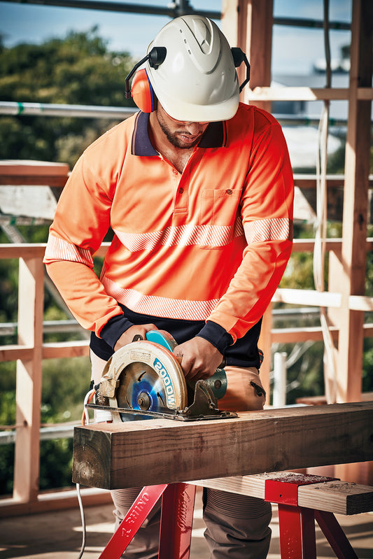 Syzmik Mens Hi Vis Segmented Tape L/S Polo - ZH530