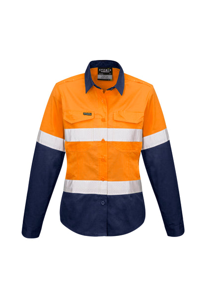 Syzmik Womens Hi Vis Rugged Cooling Taped Long Sleeve Shirt - ZW720