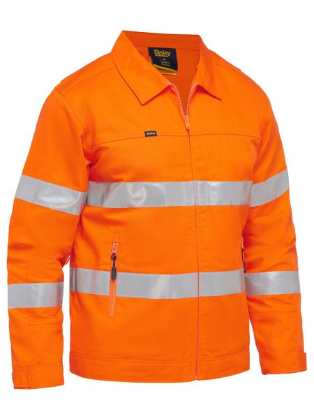 Bisley Mens Taped Hi Vis Drill Jacket with Liquid Repellent Finish - BJ6919T