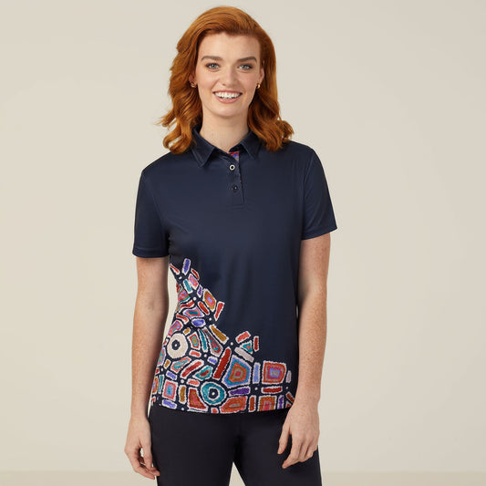 NNT Womens Water Dreaming Indigenous Print Polo - CATUQV