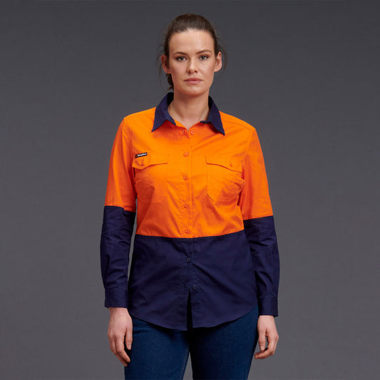 KingGee Women's Workcool 2 Hi Vis Lightweight Ripstop Long Sleeve Shirt- K44543