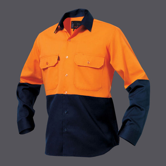 KingGee Originals Hi Vis Cotton Drill Long Sleeve Shirt - K54015