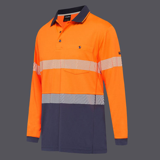 KingGee Workcool Hyperfreeze Hi Vis Taped Long Sleeve Polo - K54225