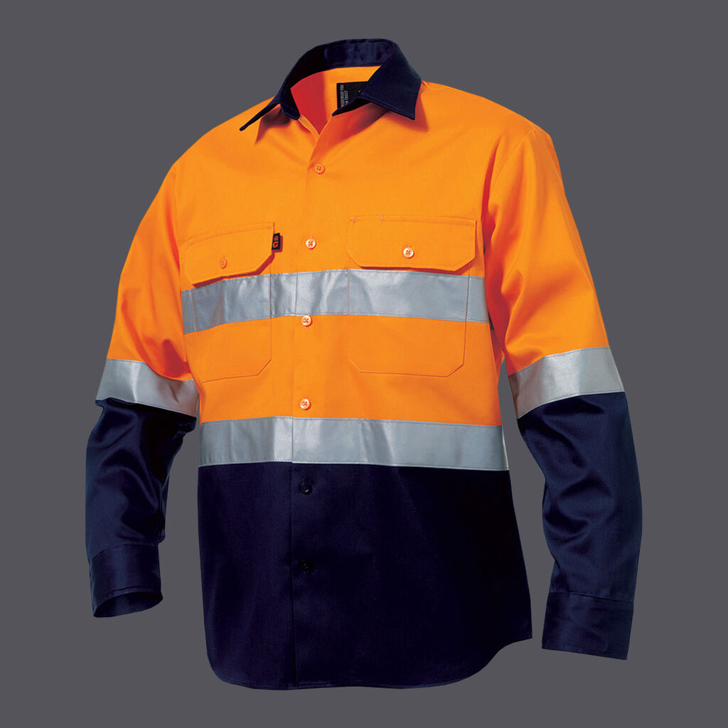 KingGee Originals Hi Vis Cotton Drill Taped Long Sleeve Shirt - K54315