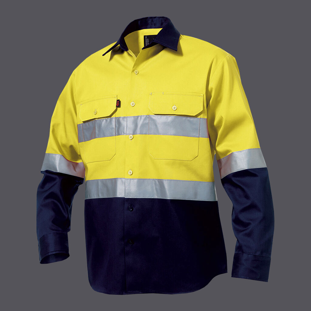 KingGee Originals Hi Vis Cotton Drill Taped Long Sleeve Shirt - K54315
