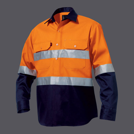 KingGee Originals Hi Vis Closed Front Taped Long Sleeve Shirt - K54325