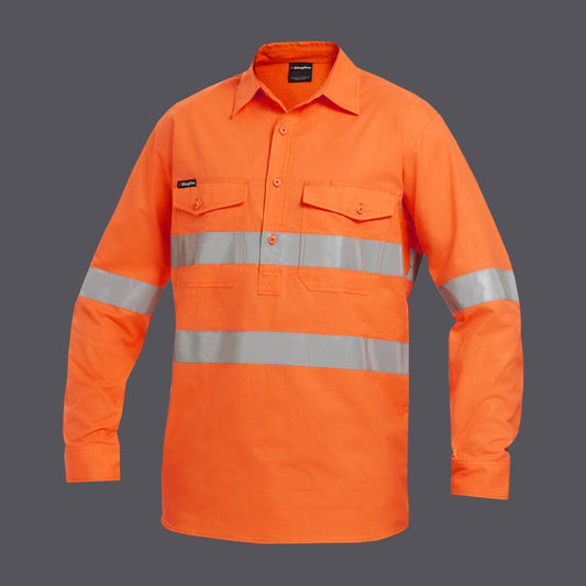 KingGee Workcool 2 Hi Vis Taped Closed Front Long Sleeve Shirt - K54896