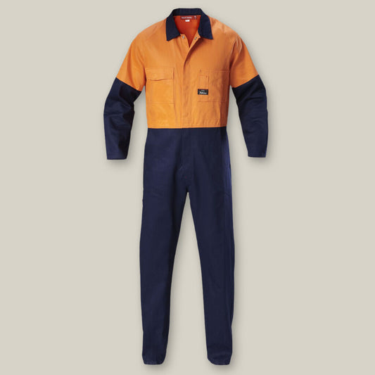 Hard Yakka Foundations Hi-Visibility Two Tone Cotton Drill Coverall - Y00270
