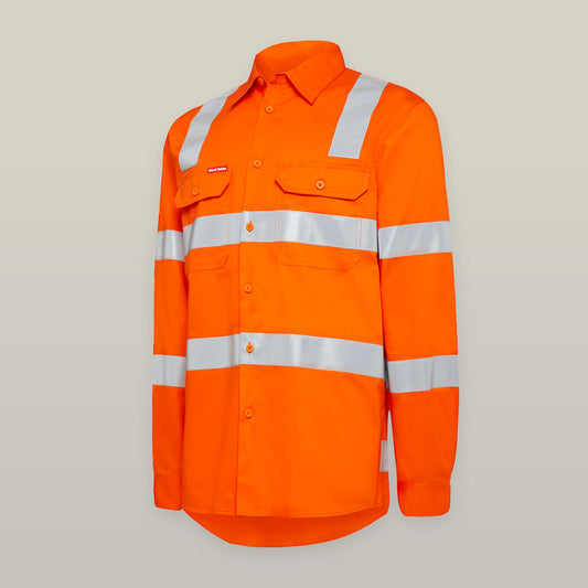 Hard Yakka Biomotion Hi-Vis Lightweight X Back Taped Long Sleeve Shirt - Y04275