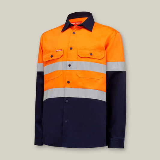 Hard Yakka Core Hi-Vis Taped Two Tone Cotton Drill Long Sleeve Shirt - Y04610