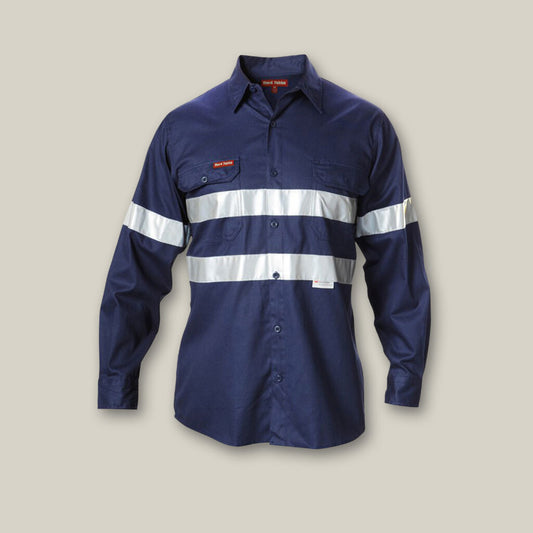 Hard Yakka Hi-Vis Taped Cotton Drill Long Sleeve Shirt - Y07227
