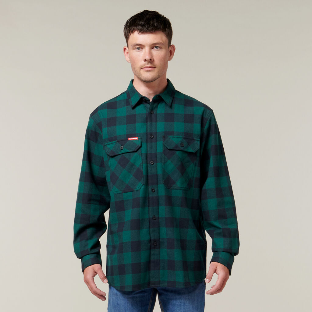 Hard Yakka Check Flannel Cotton Long Sleeve Shirt - Y07295