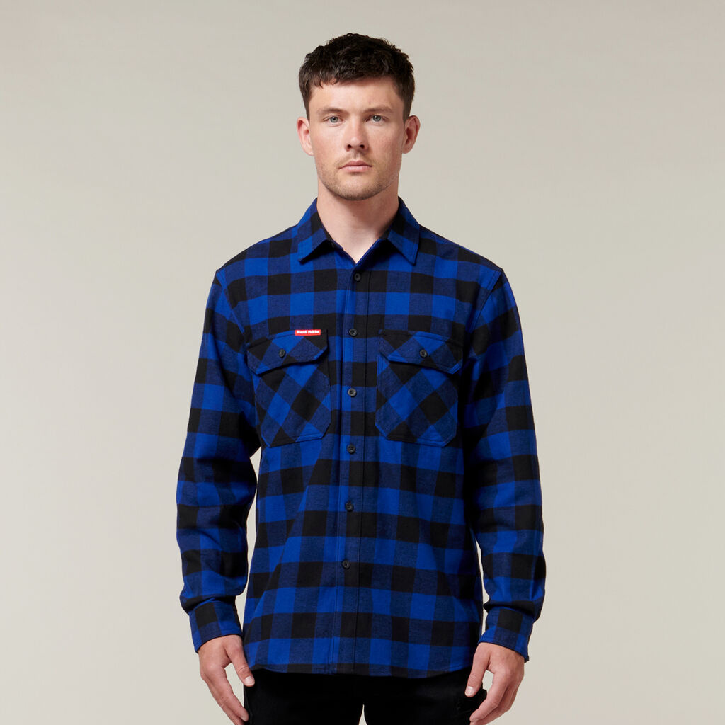 Hard Yakka Check Flannel Cotton Long Sleeve Shirt - Y07295