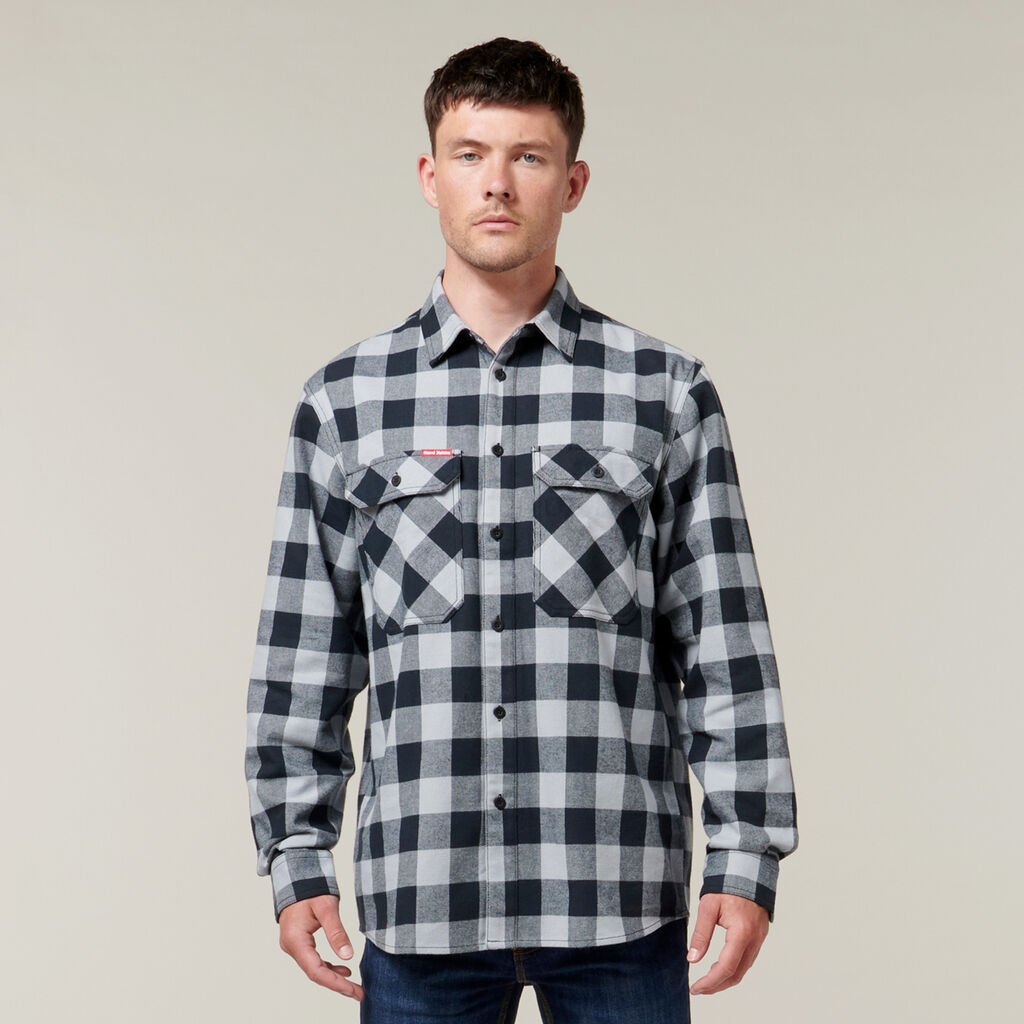 Hard Yakka Check Flannel Cotton Long Sleeve Shirt - Y07295