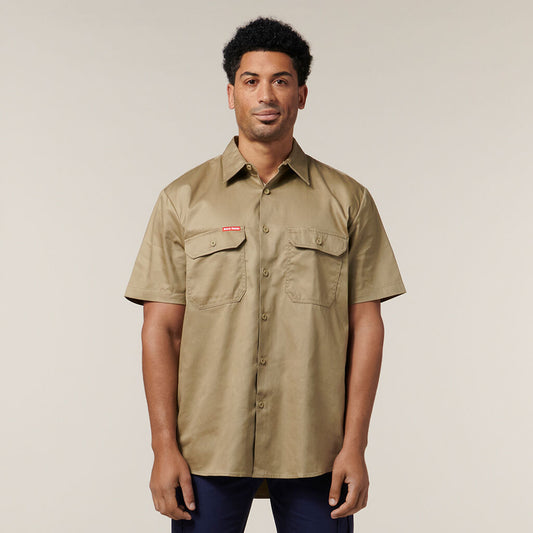 Hard Yakka Cotton Drill Open Front Short Sleeve Shirt - Y07510