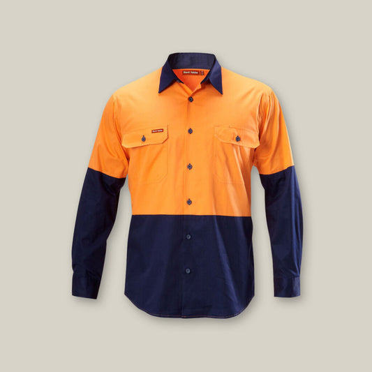 Hard Yakka Core Hi-Vis Two Tone Vented Cotton Twill Long Sleeve Shirt - Y07558