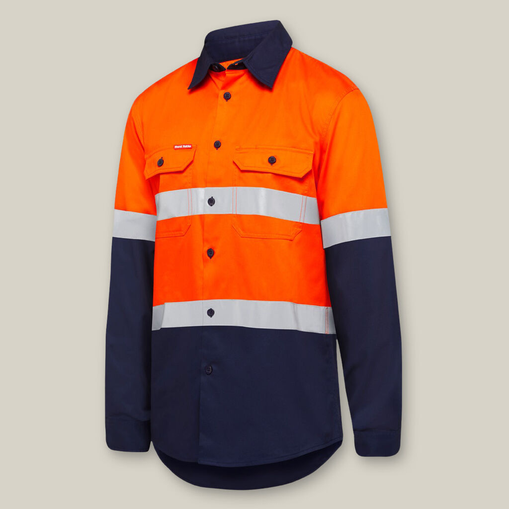 Hard Yakka Core Hi-Vis Taped Vented Cotton Long Sleeve Shirt - Y07940