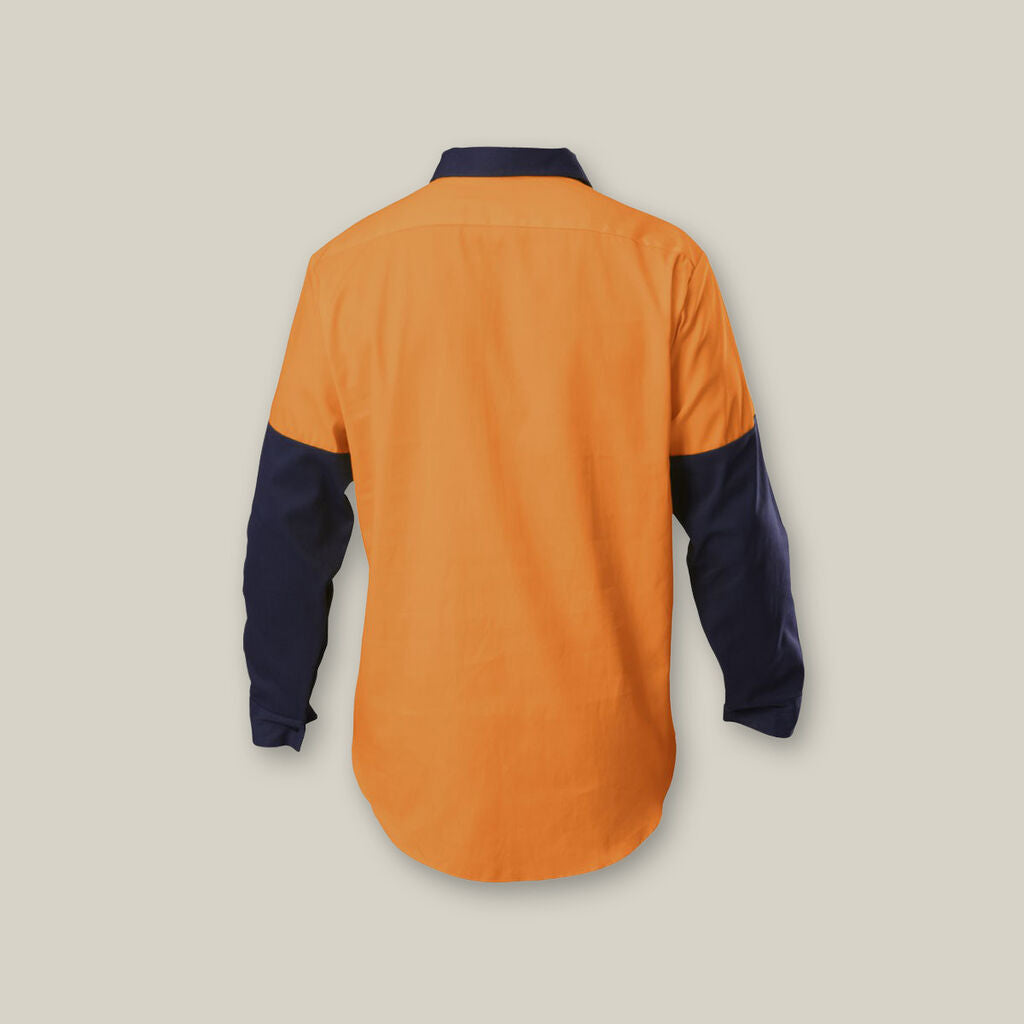 Hard Yakka Hi-Vis Closed Front Cotton Drill Long Sleeve Shirt With Gusset - Y07984